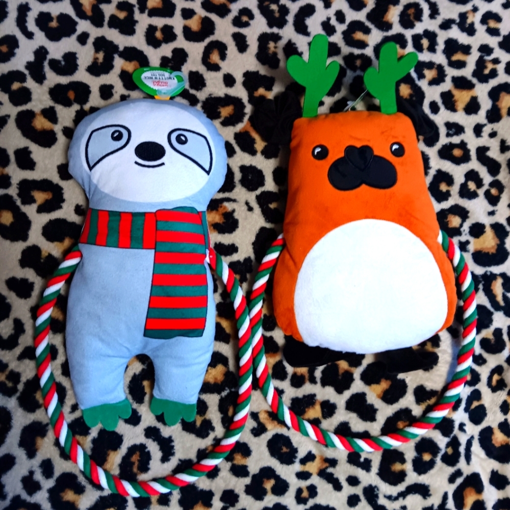 Merry and bright Xmas Dog pull toys new with tag
